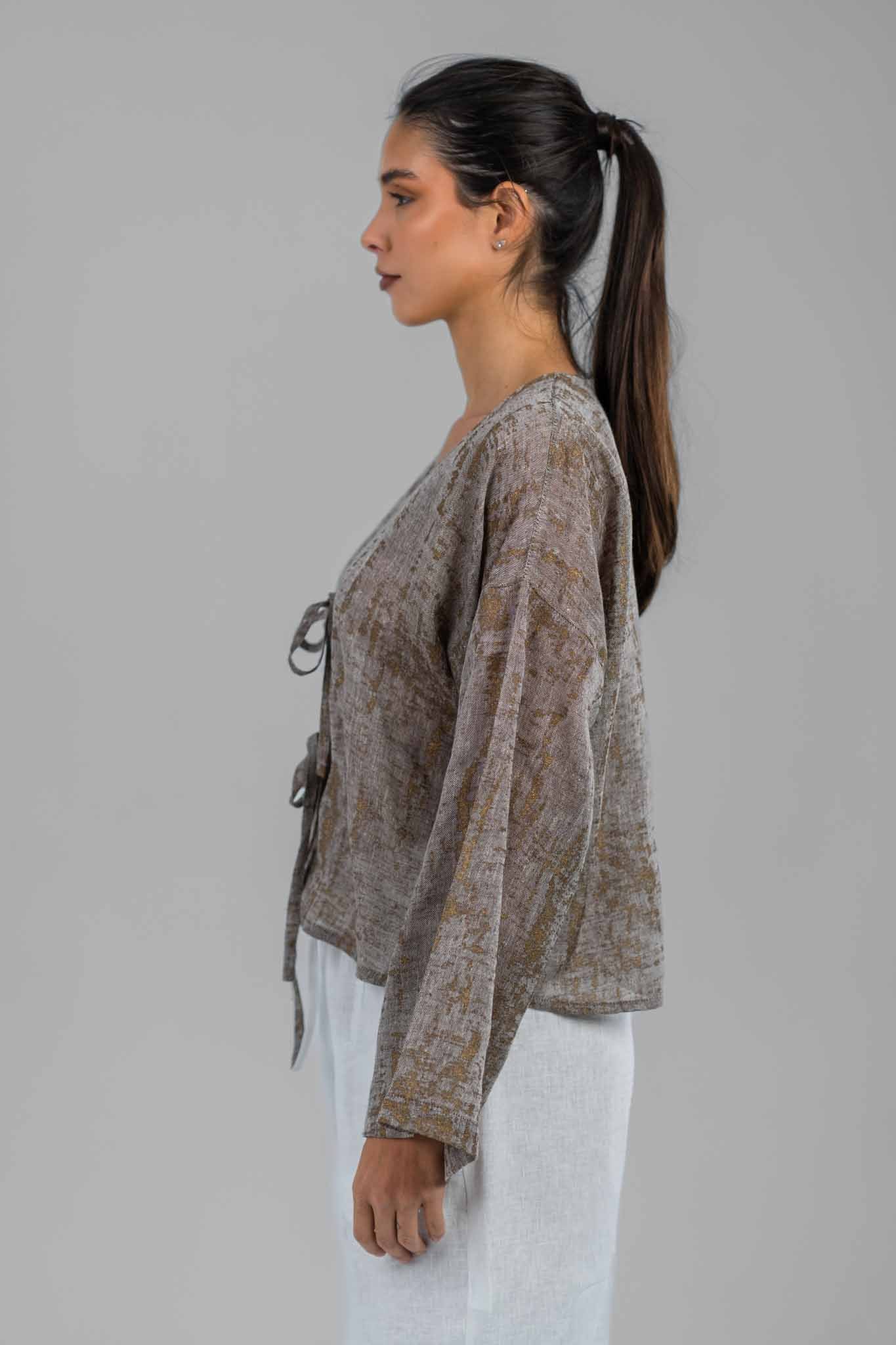 Metallic Wrap Top
