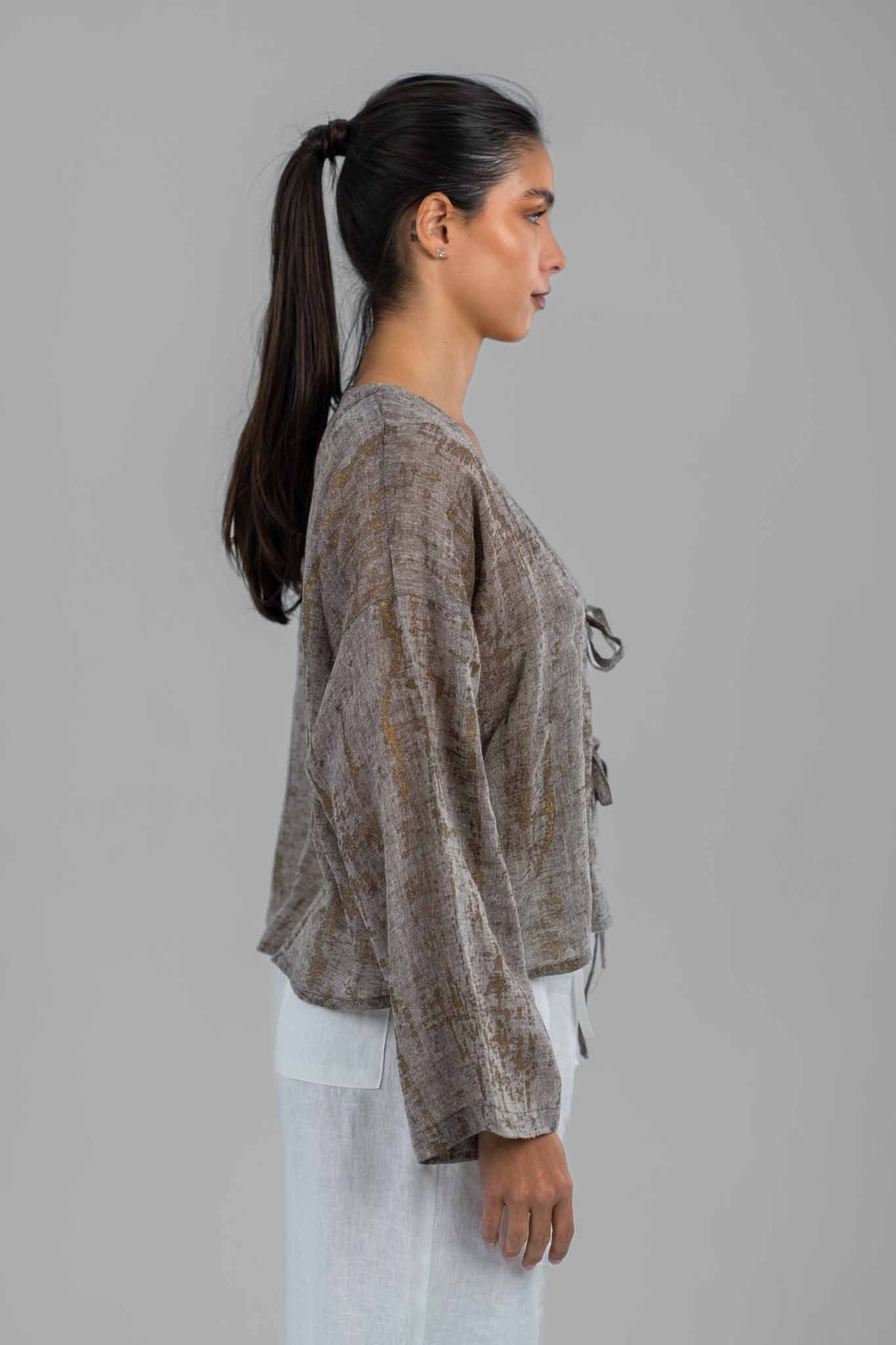 Metallic Wrap Top