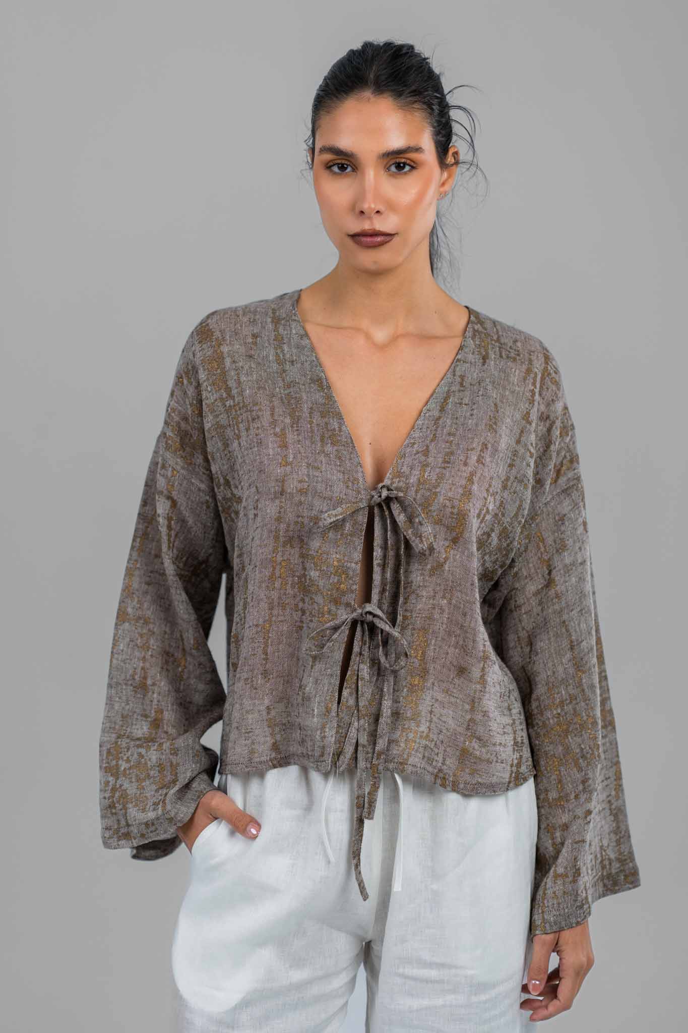 Metallic Wrap Top