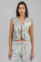 Sage Bloom Embriodered Vest