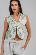 Sage Bloom Embriodered Vest