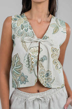 Sage Bloom Embriodered Vest