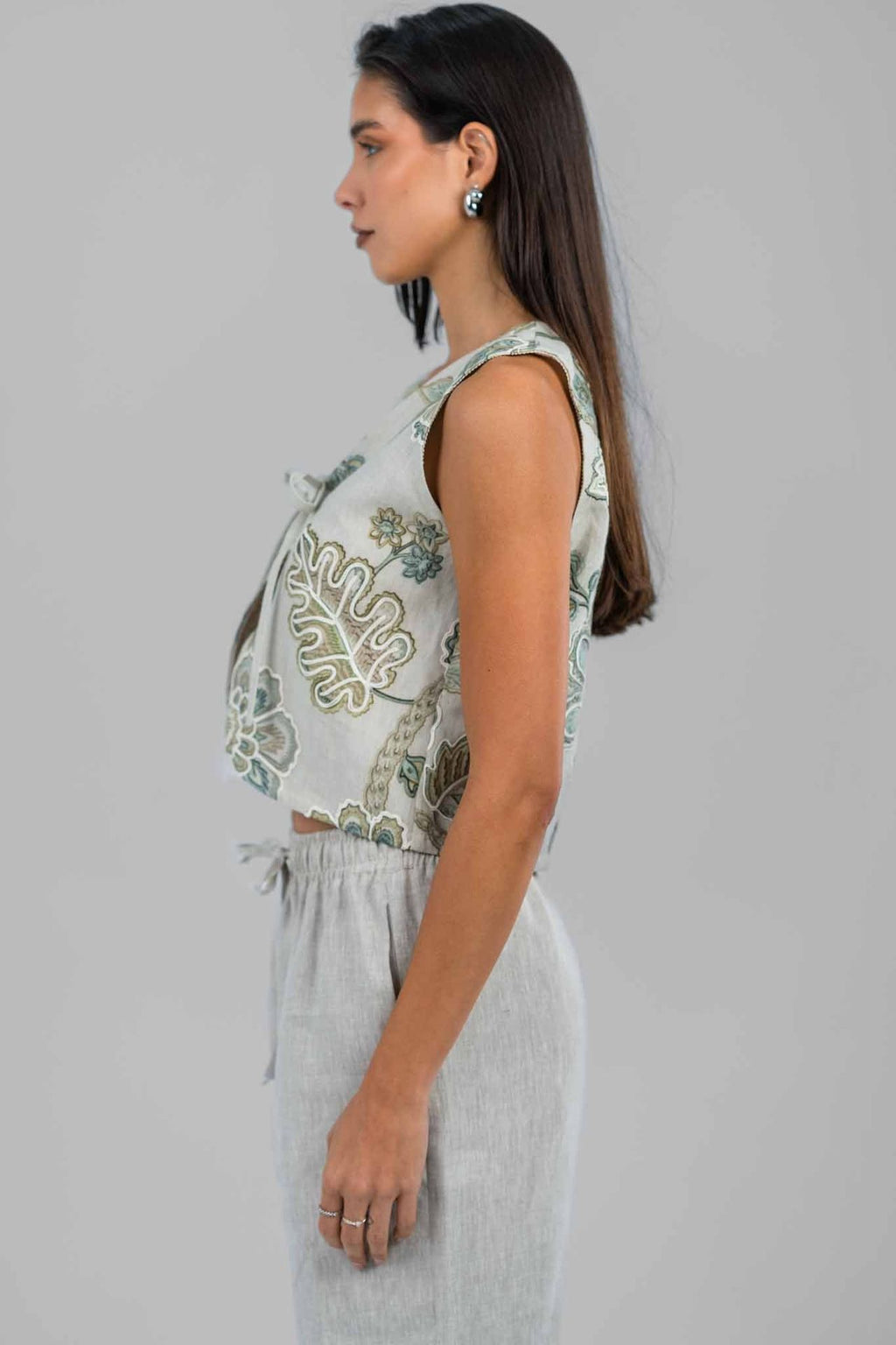 Sage Bloom Embriodered Vest