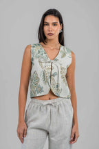 Sage Bloom Embriodered Vest