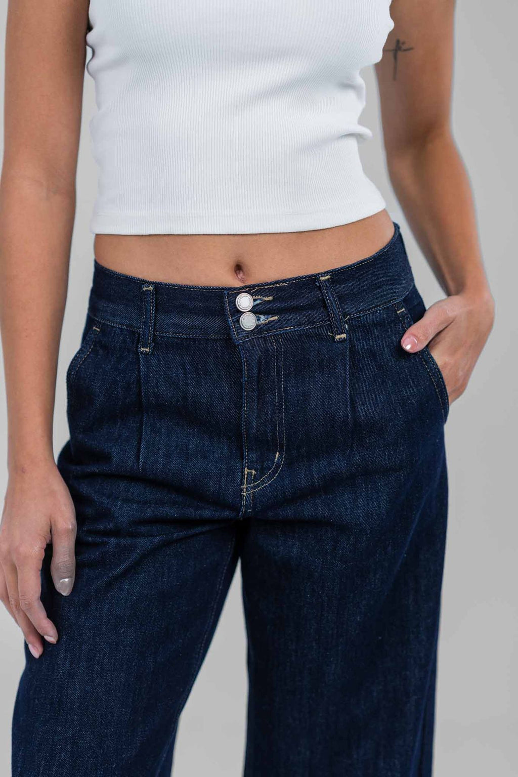 Ecru Raw Denim Pants