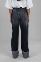 Folded Hem Denim Pants