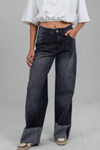 Folded Hem Denim Pants