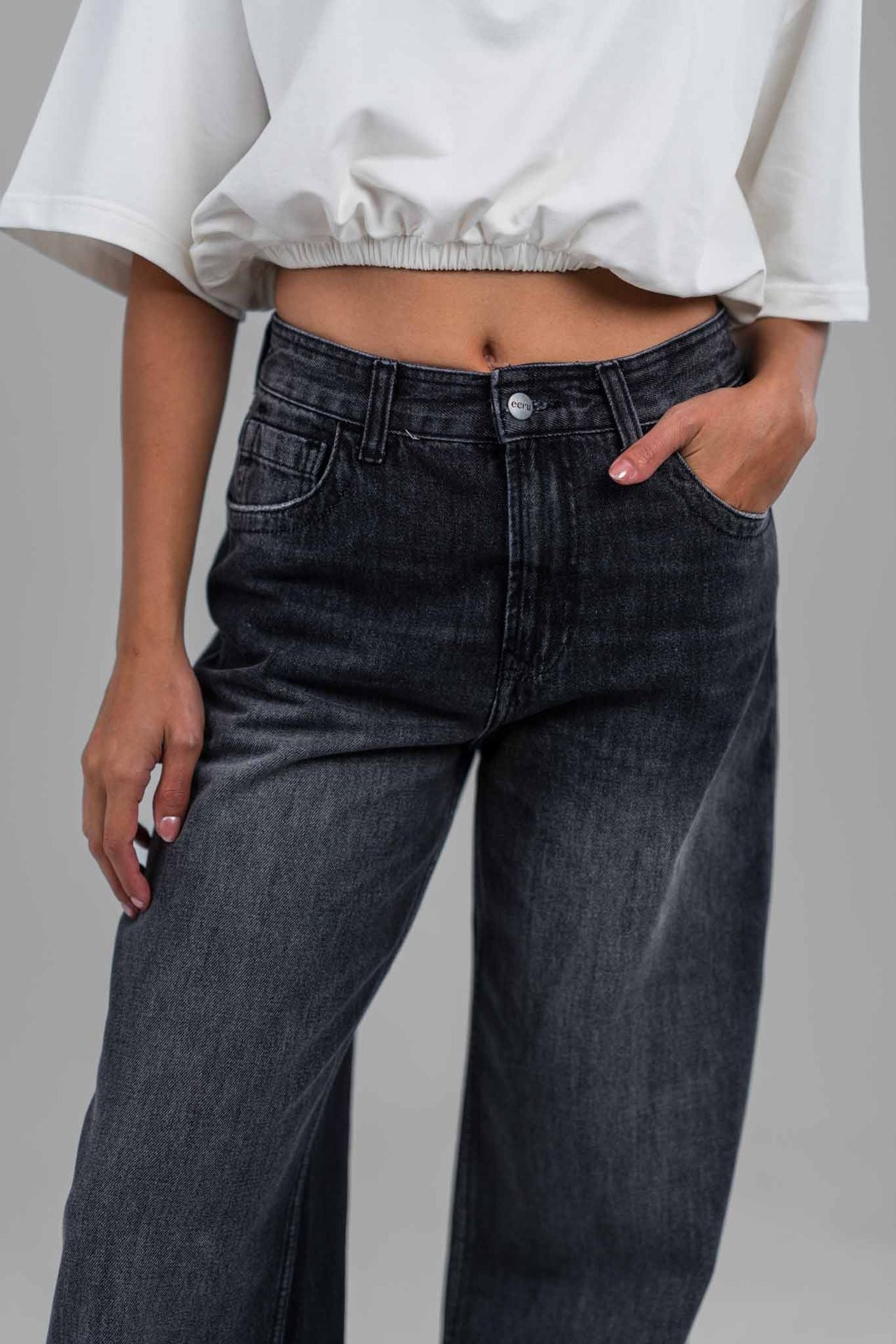 Folded Hem Denim Pants