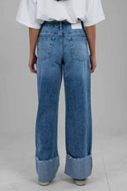 Folded Hem Denim Pants