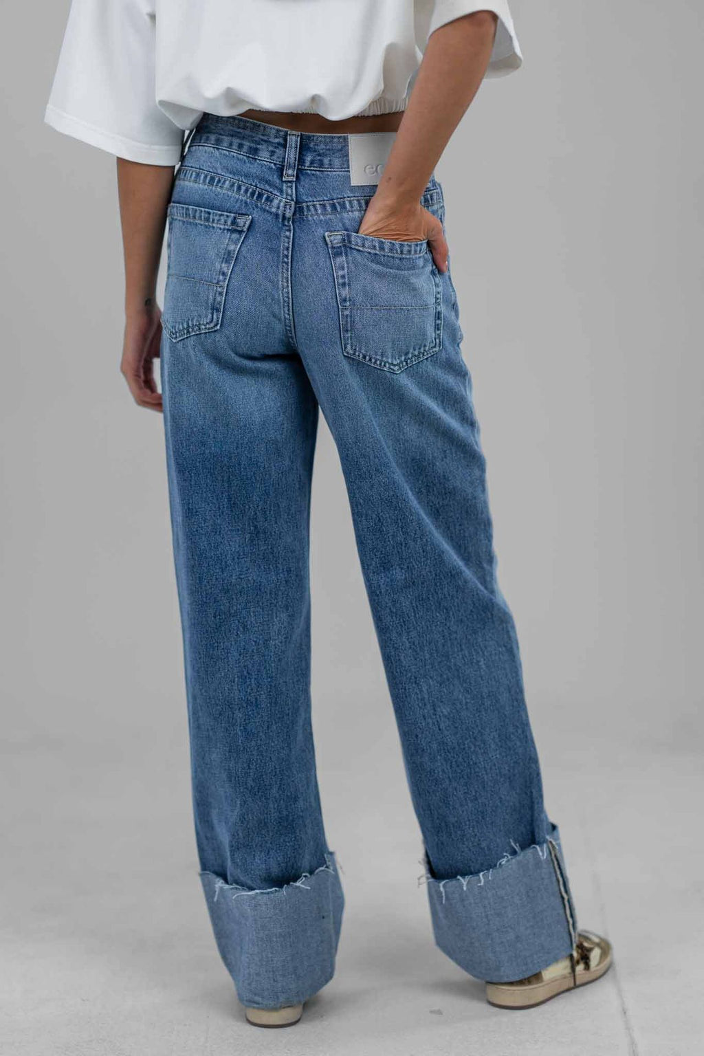 Folded Hem Denim Pants