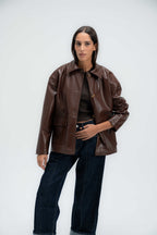 Croc Textured Leather Jacket