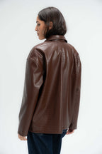 Croc Textured Leather Jacket