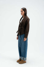 Tailored Double Breasted Suede Blazer