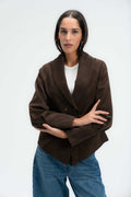 Tailored Double Breasted Suede Blazer