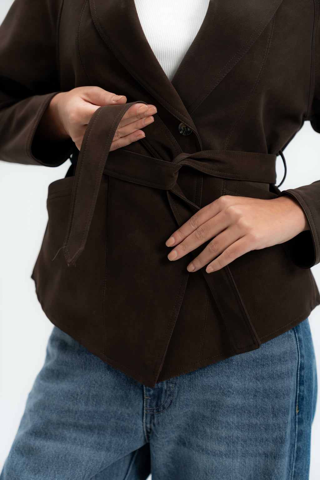 Tailored Double Breasted Suede Blazer