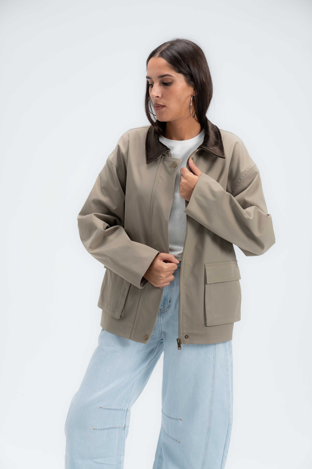 Contrast Collar Jacket