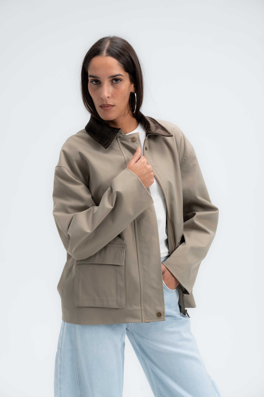 Contrast Collar Jacket