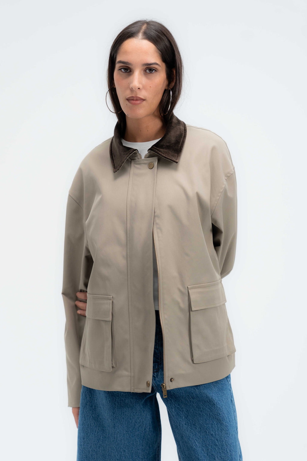 Contrast Collar Jacket
