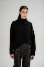 Asymmetric High-Neck Sweater