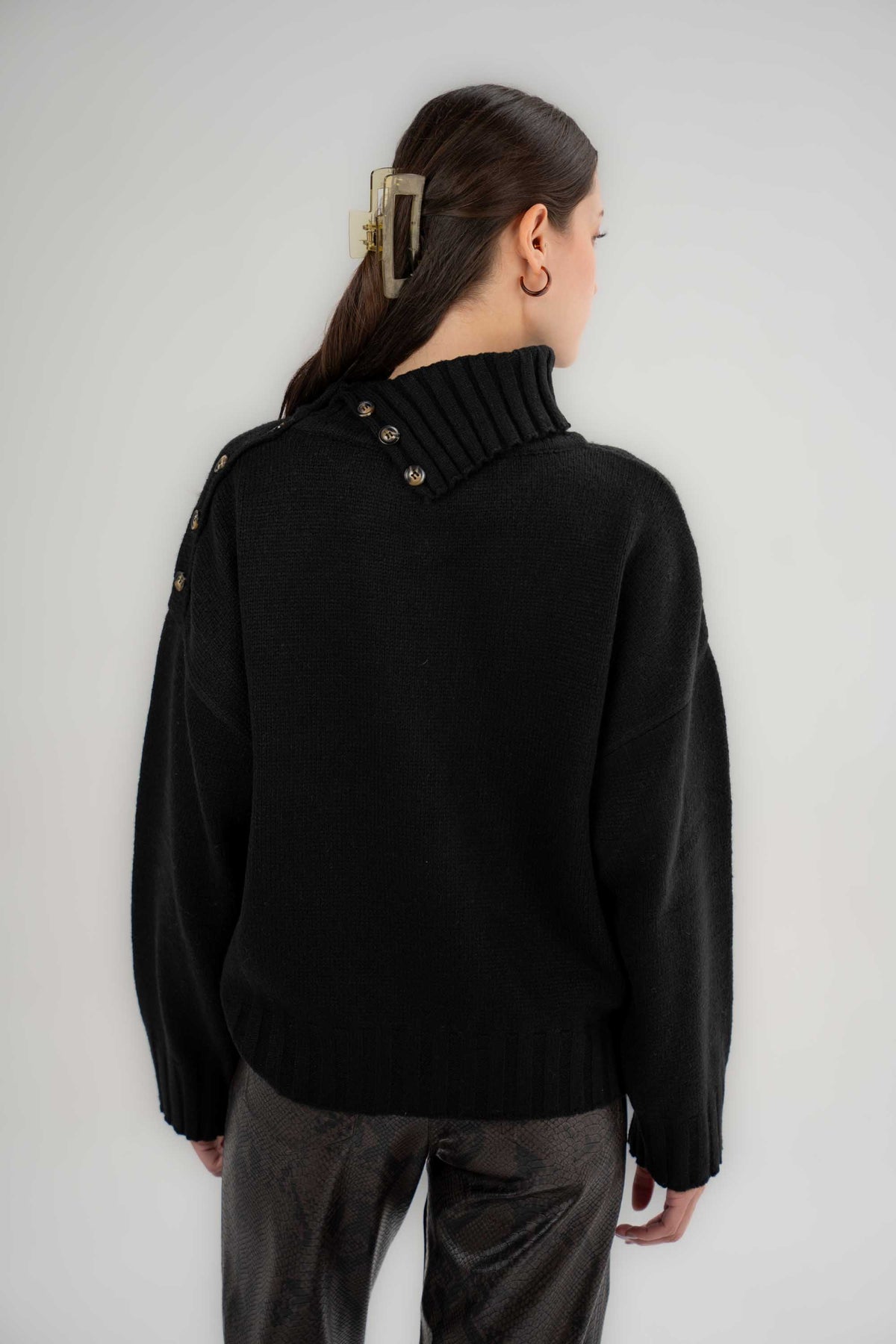 Asymmetric High-Neck Sweater