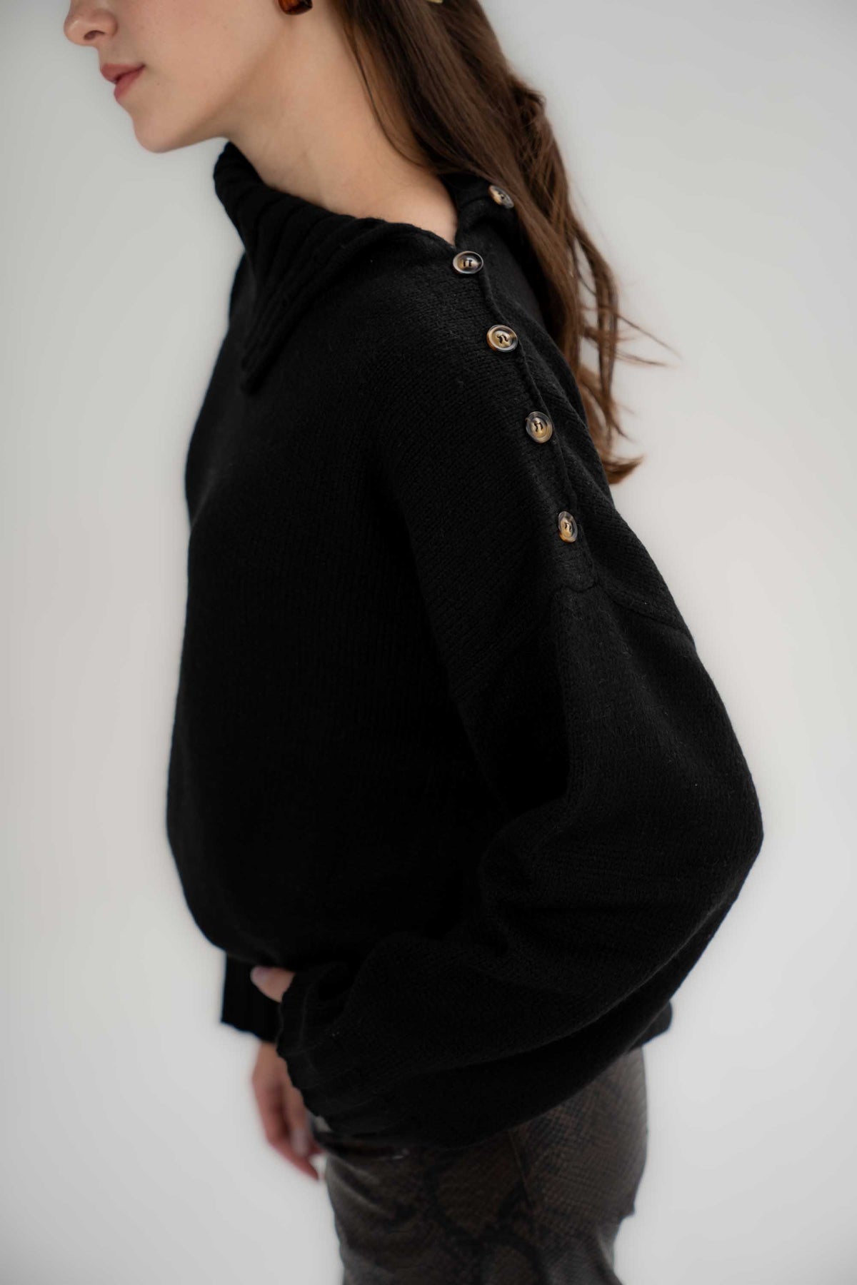 Asymmetric High-Neck Sweater