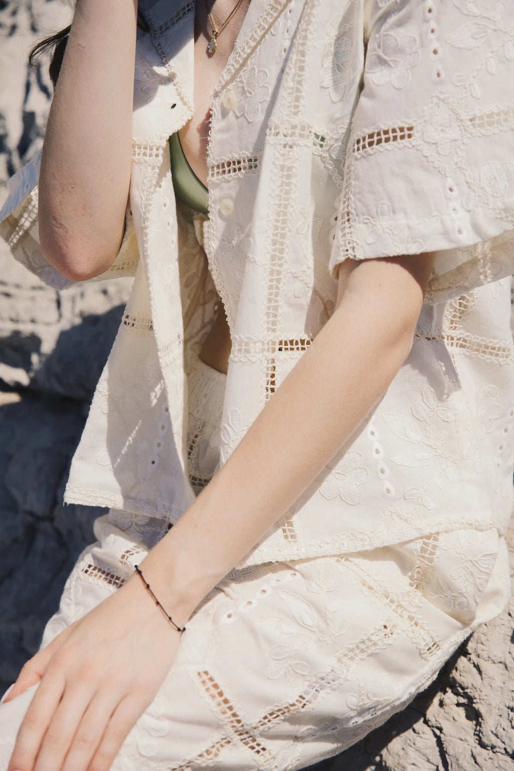 Ivory Lace Patchwork Shirt