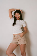 Coconut Raw Edge Denim Shorts