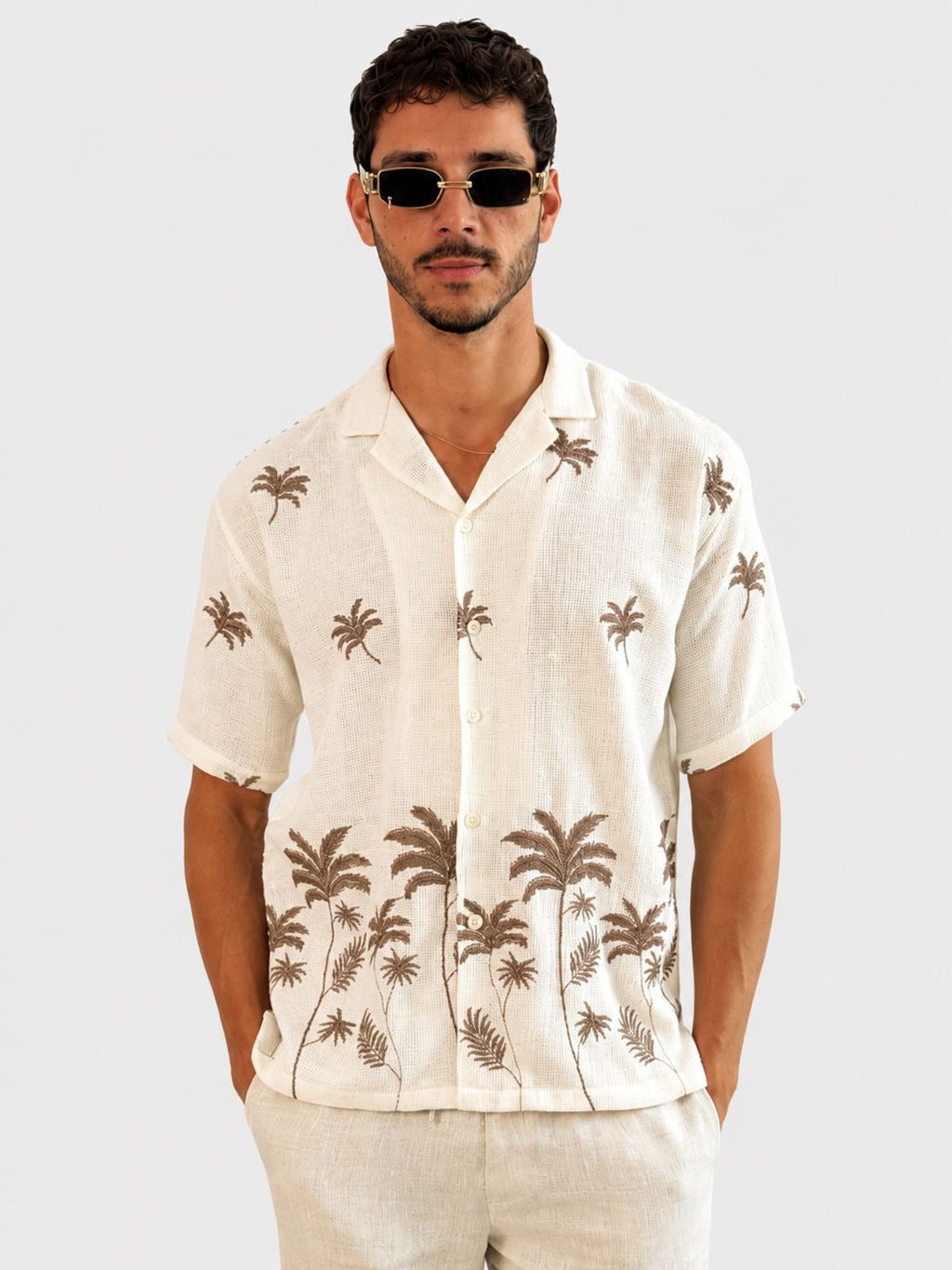 Island Palm Embriodered Shirt