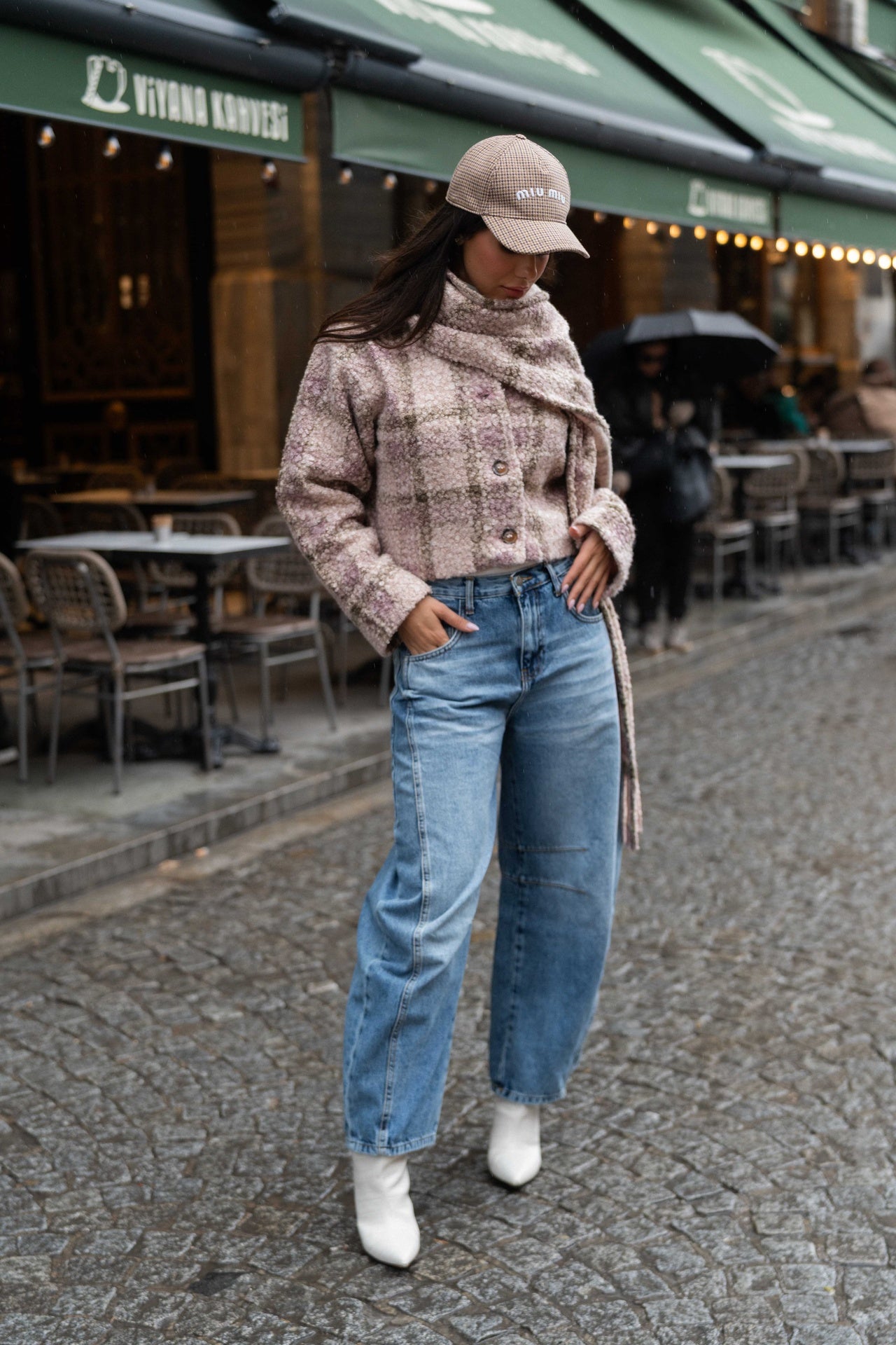 Grid Collar Cropped Jacket