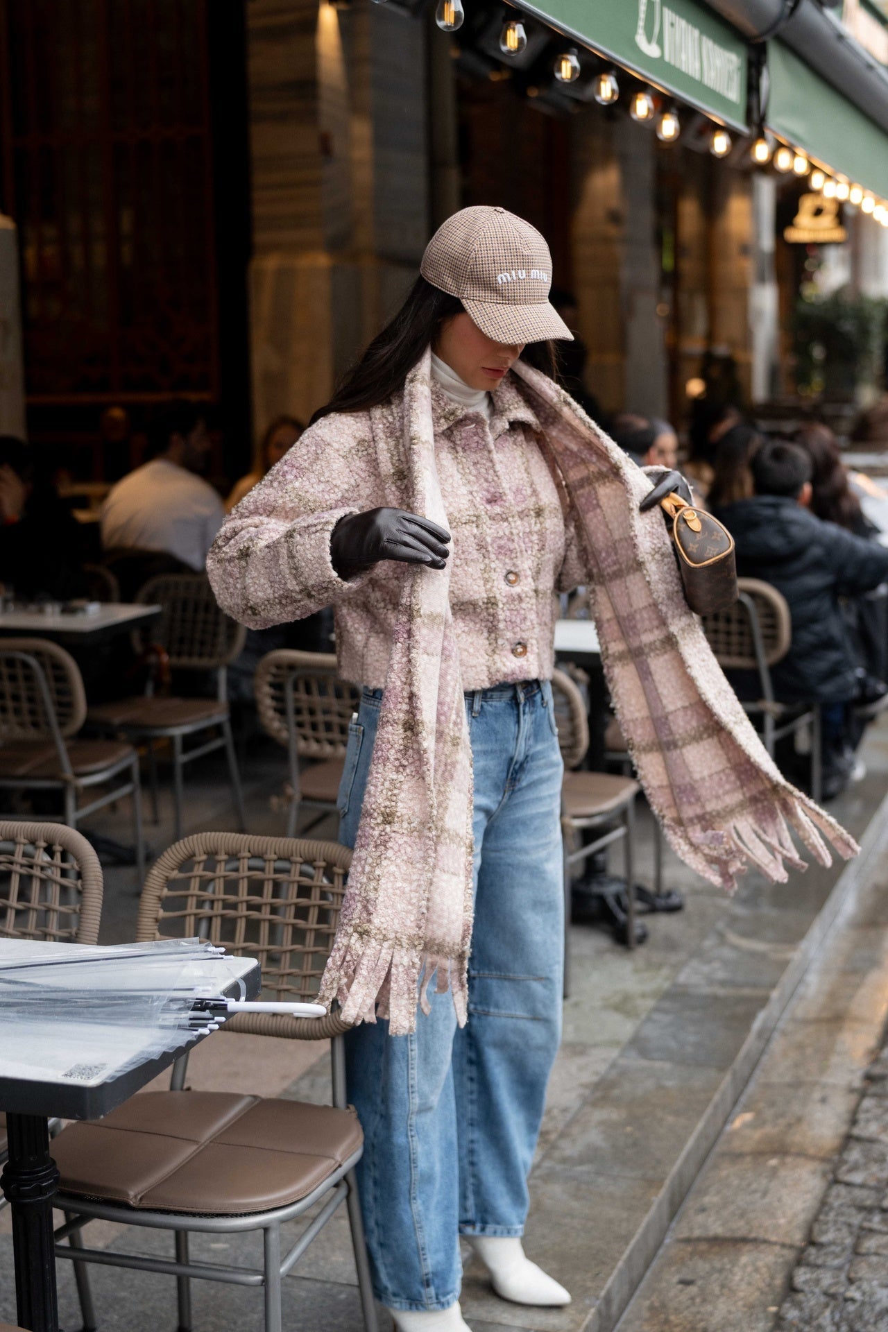 Grid Bouclè Scarf