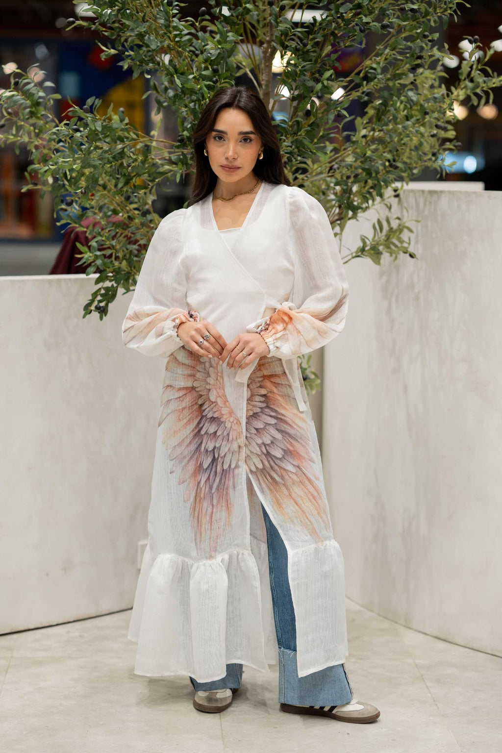 Winged Feather Wrap Dress